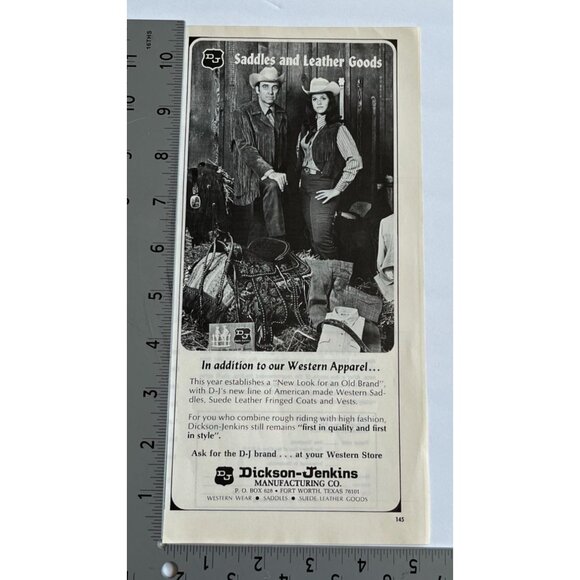 Dickson Jenkins Vintage Print Ad 1970s Western Apparel Saddles Leather Goods - Picture 2 of 6